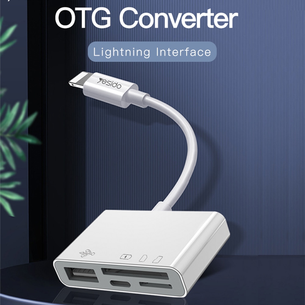 Cititor de carduri si adaptor Yesido GS12, Lightning la USB, Lightning