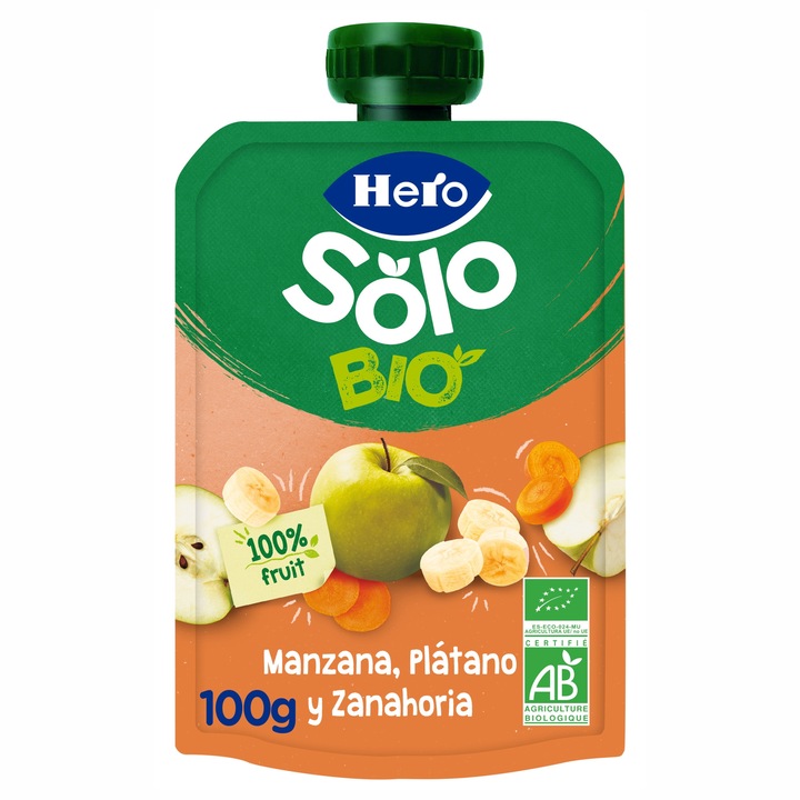 Gustare Hero Solo Ecologica (Bio) Mar, Banana Si Morcov, 100g, de la 6 luni