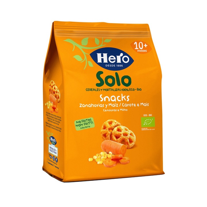 Snack Hero Solo Morcov Si Porumb, 40g, Eco, de la 10 luni