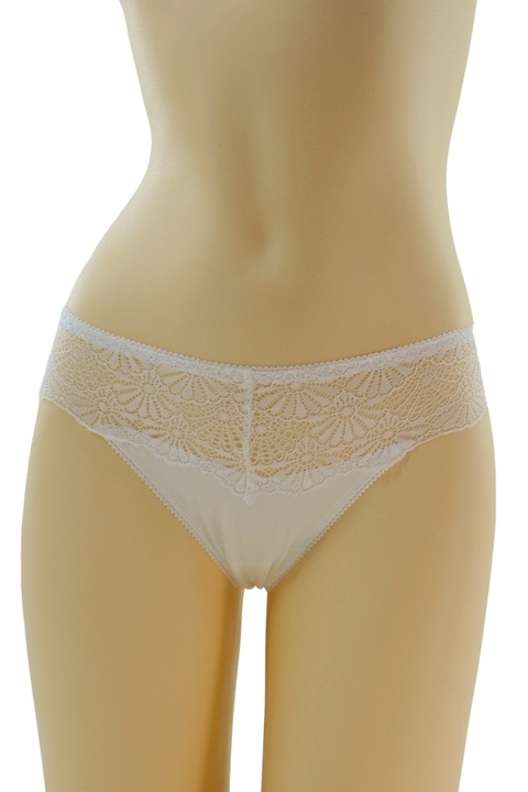 Chiloti tanga cu insertii dantela 30291alb 77387, Alb