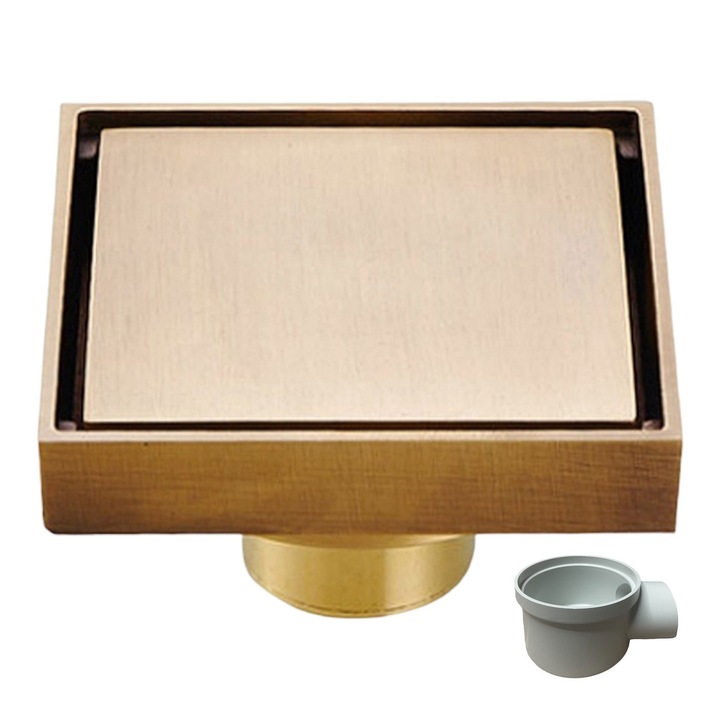 Sifon de pardoseala faiantabil auriu 120x120 mm, Top Ceramic 8945412FS