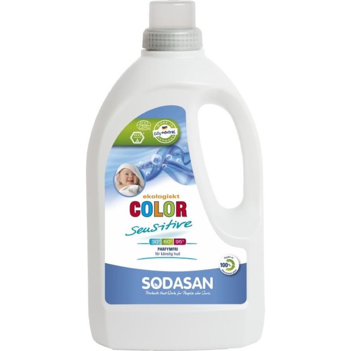 Detergent Bio Lichid Rufe Albe si Color Sensitiv Hipoalergen 1,5 L Sodasan