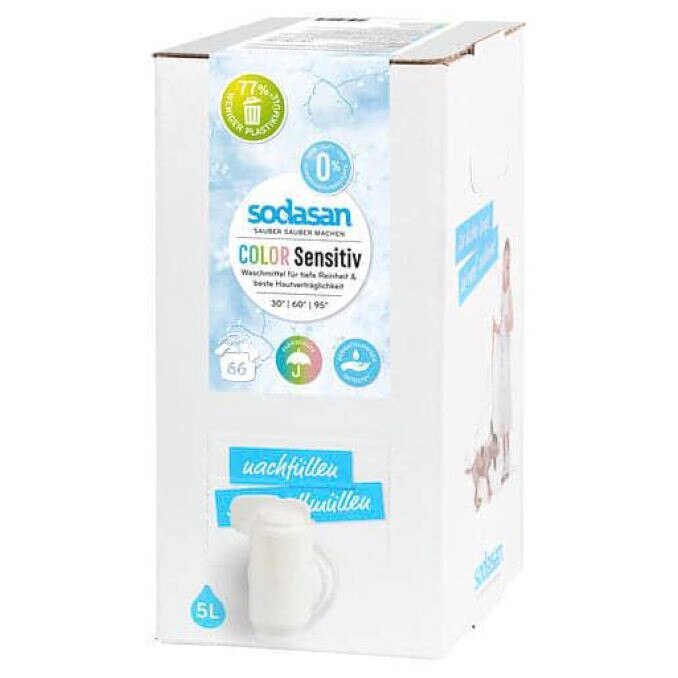 Detergent Bio Lichid Rufe Albe si Color Sensitiv Hipoalergen 5 L Sodasan