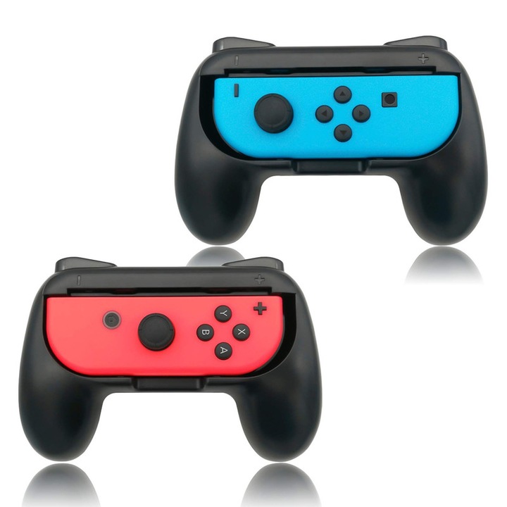 2 db gamepad fogantyús készlet, Roffie, ABS, Nintendo Switch/Switch OLED-del kompatibilis, fekete