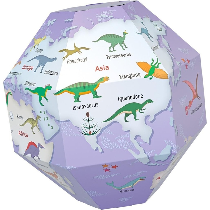Картонен глобус с динозаври, Монуми, 35 см, Многоцветен