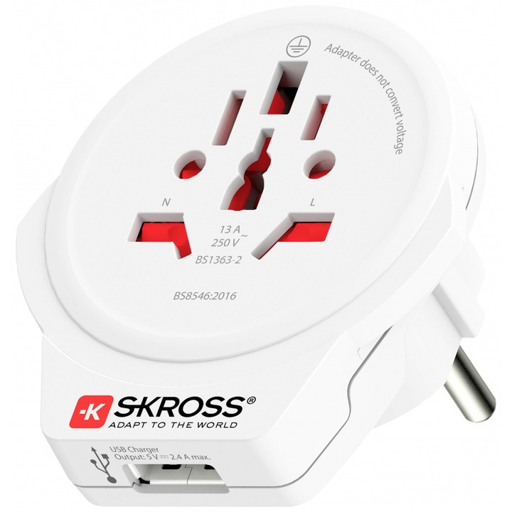 Adaptor, SKROSS, USB, Alb