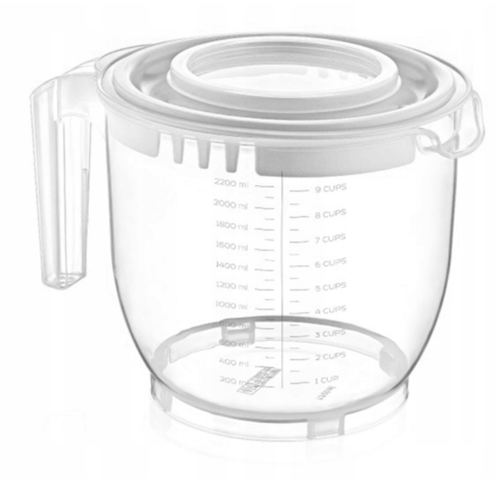 Bol mixer cu capac si gradatie, CSD, 16 x15 transparent