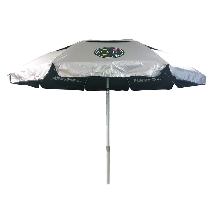 Umbrela plaja Maui&Sons, UltraLight, rabatabila, protectie UV50+, Gri/Negru, 190 cm