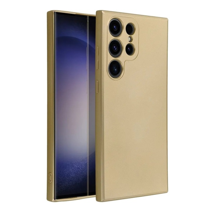 Силиконов калъф, Forcell Metallic Case, за Samsung Galaxy S23 Ultra, Златен