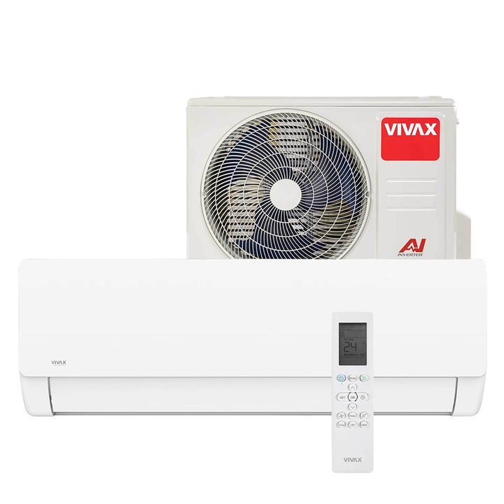 Aer conditionat Vivax ACP‐24CH70AEMI M-Design R32, Wi-Fi Ready, Inverter, 24000 BTU/h, Clasa A++, ecran LCD, Pornire silentioasa, Sleep mode, Turbo mode, Timer, Protectie Anti-Inghet, Autocuratare
