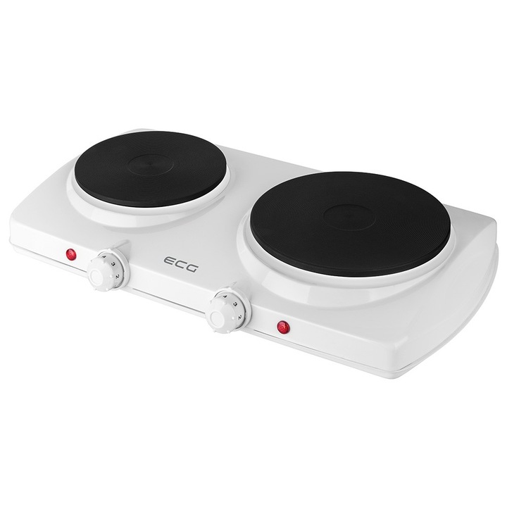 Електрически котлон ECG EV 2512, 2 котлона 185 мм и 155 мм, входна мощност 1500 W + 1000 W, бял цвят
