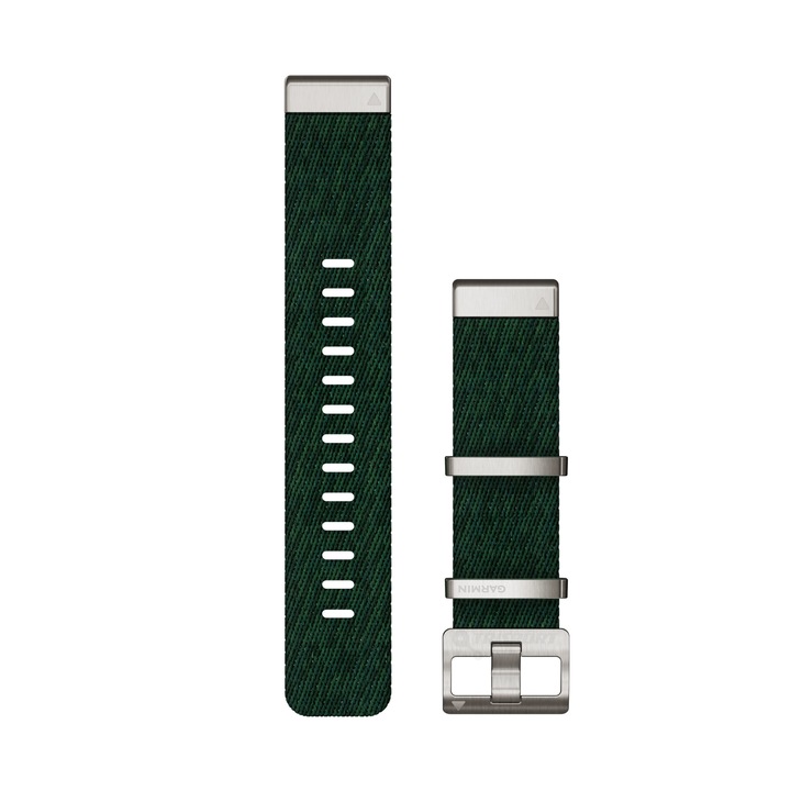 Curea Smartwatch Garmin Marq, QuickFit®, 22 mm, cu model jacquard, nailon, verde pine
