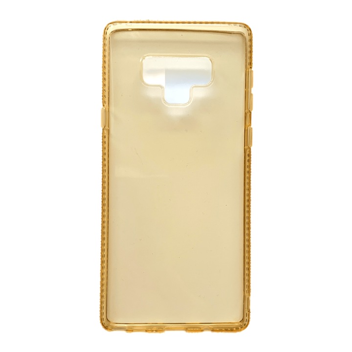 Husa Premium din silicon semitransparenta cu pietricele pe margine, compatibila cu Samsung Galaxy Note 9 / Auriu