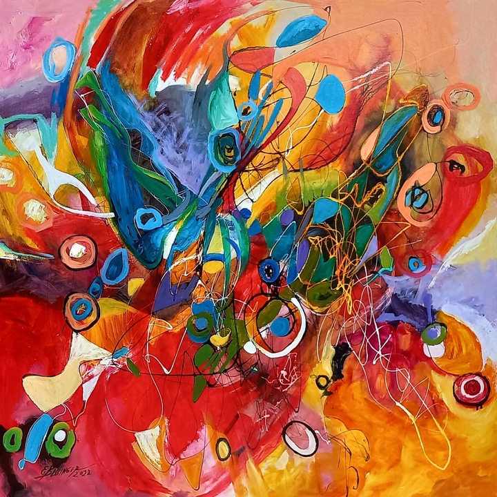 Tablou abstract ulei pe panza, dim.100cmx100cm