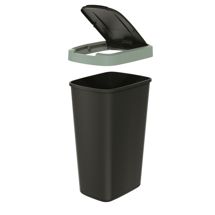 COMPACTA Q szemetes, fedéllel, fekete-világoszöld, 45l