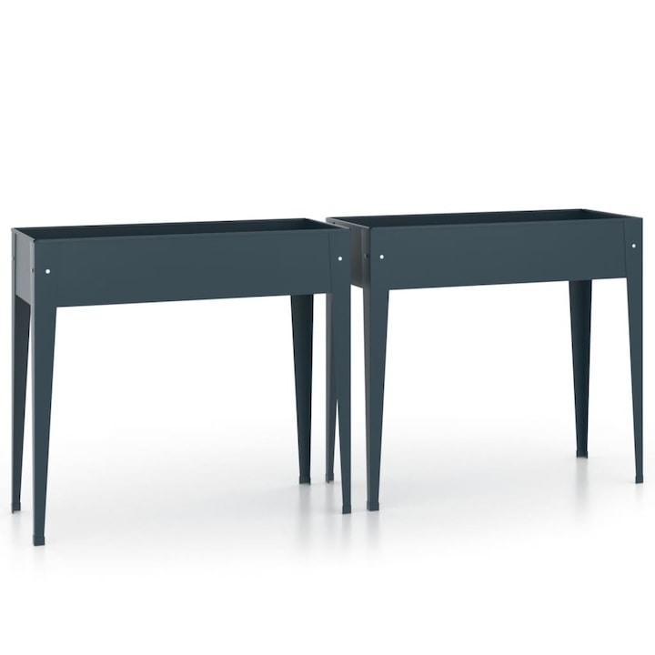 vidaXL 2 db szürke horganyzott acél kerti ültetőláda 3154236