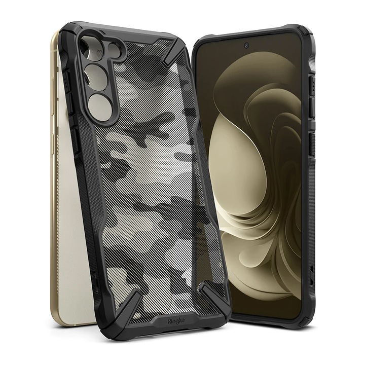 AZIAO Tech X Design Case за Samsung Galaxy S23 Plus, Fusion Smart Protection, Anti-Impact, Extra Grip Texture, Anti-Drop Test, Military-Grade Protection, Black Camouflage