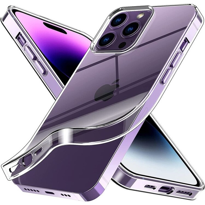 Husa de Protectie, Compatibila cu Apple iPhone 13 Pro Max, Merkie®, Silicon Transparent