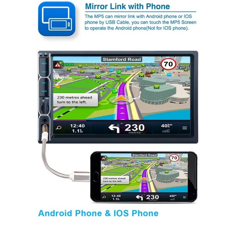 Radio coche EINPARTS 2 DIN con pantalla 7″ GPS USB MICRO SD
