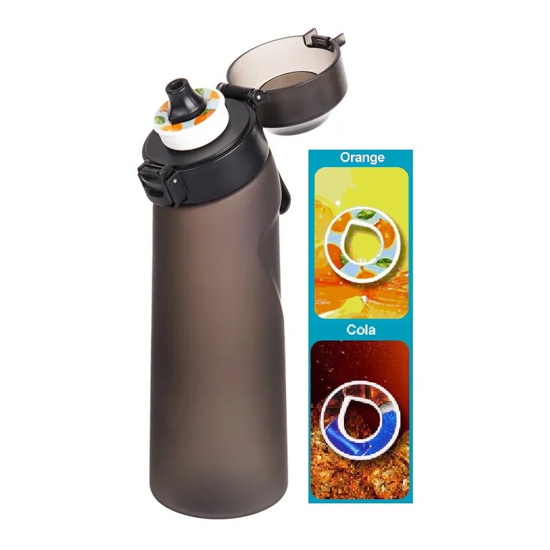 Air Up vizespalack, kapszulákkal kompatibilis, Az ízesített vízérzetért,  650 ml, Fekete színű 