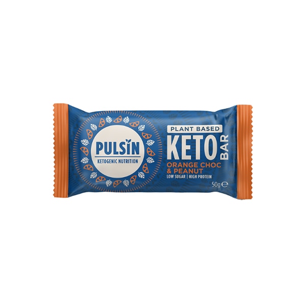 Baton Proteic Keto Pulsin Portocale Ciocolata Si Arahide 50 Gr