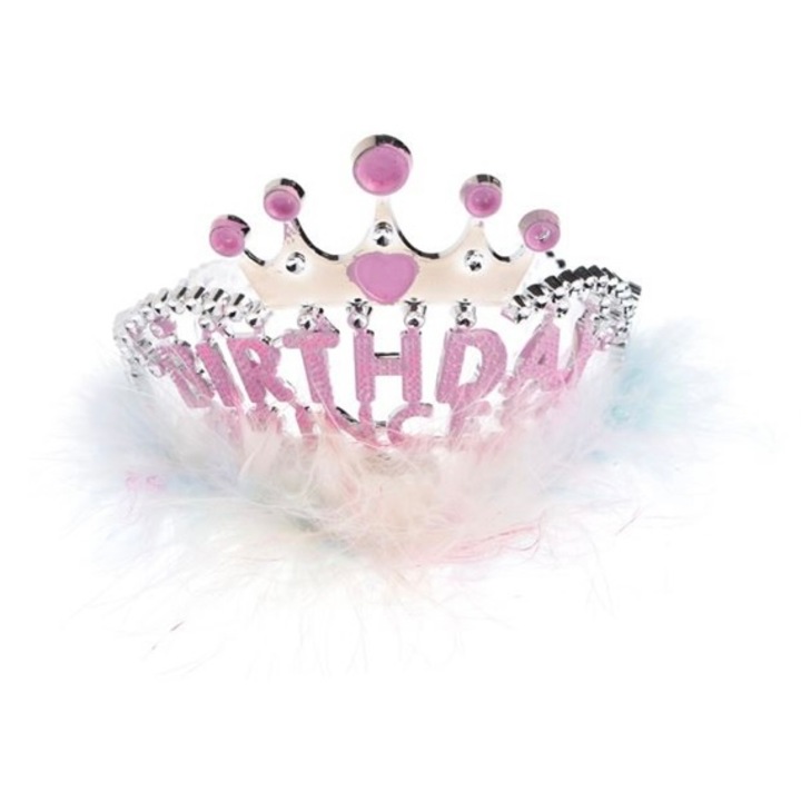 Корона за момиче, "Birthday Princess", Розово/Сребристо