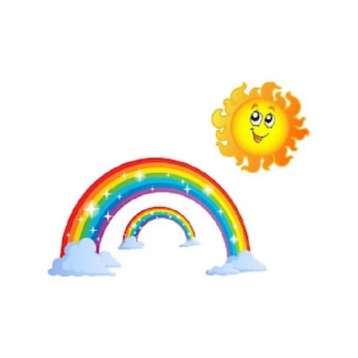 Sticker Decorativ Autocolant DAVIDAMI CONCEPT® model Soare si Curcubeu Rainbow, dimensiune 30 x 30 cm