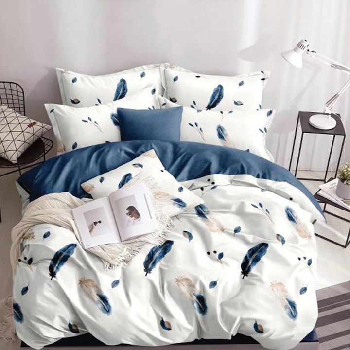 Спално бельо за 2 човека, Pucioasa, Cool Feather, Satin Cotton, 4 бр
