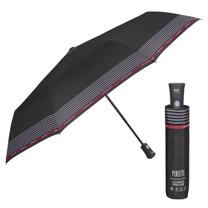 Мъжки автоматичен чадър Perletti Technology 21760, Черен