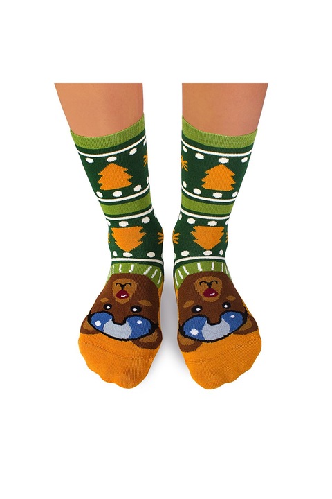 Sosete bambus de craciun Comfort Feet Socks CHRISTMAS BEAR, 43-46 EU, Multicolor