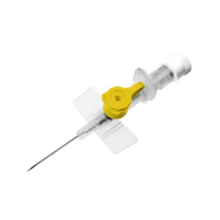 Set 10 Branule, cateter periferic, cu valva, 24G, Galben