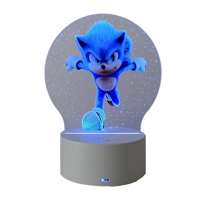 OEM LED éjszakai fény, Sonic the Hedgehog, 7 szín, USB tápellátás vagy 3 AA elem