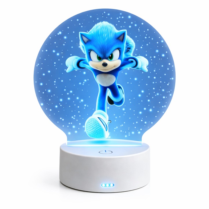 Lampa De Veghe LED, Ariciul Sonic, 7 Culori, Alimentare USB sau 3 baterii AA