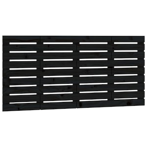 Tablie de pat pentru perete vidaXL, negru, 156x3x63 cm, lemn masiv pin, 9.6 kg