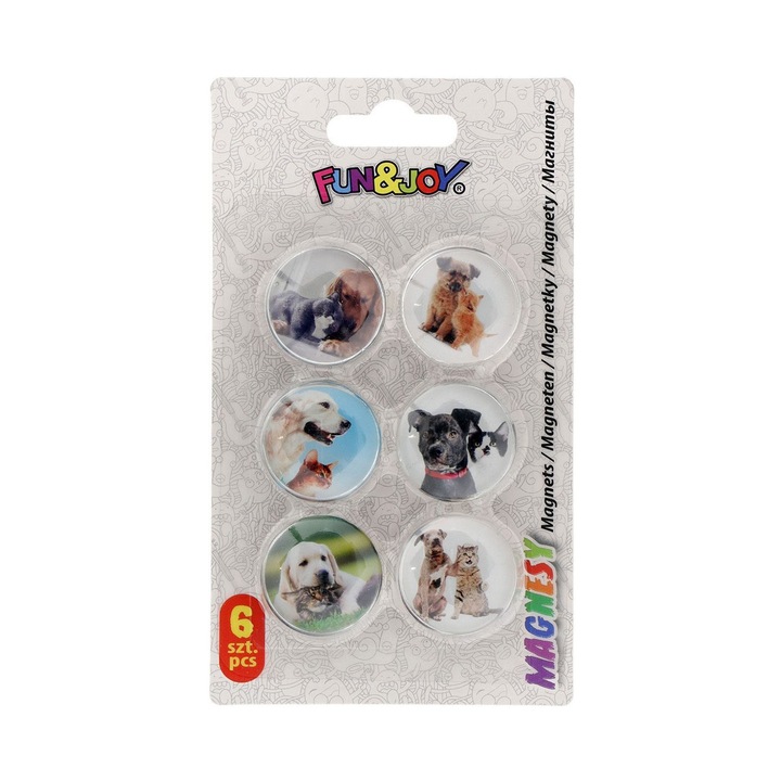 Magneti cu catelusi, Happy Color, 1026896861, Plastic, 6 bucati, Multicolor