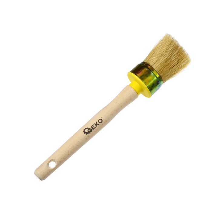 Pensula rotunda, Geko, Fibre naturale/Fibre sintetice/Lemn, 40 mm, Bej/Auriu