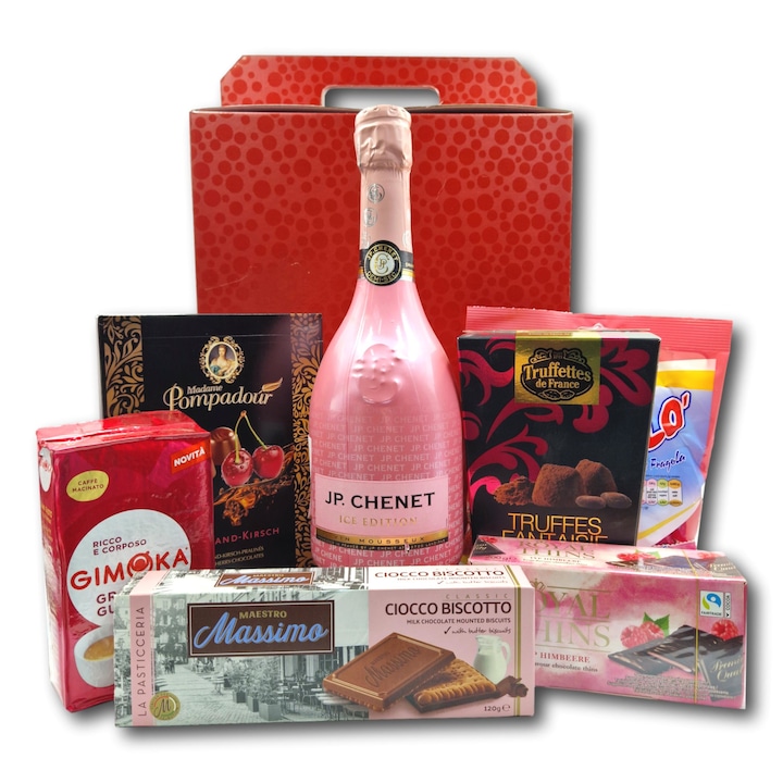 Pachet cadou Beauty Surprise cu spumant JP Chenet Rose, cafea si multe ale surprize pline de culoare