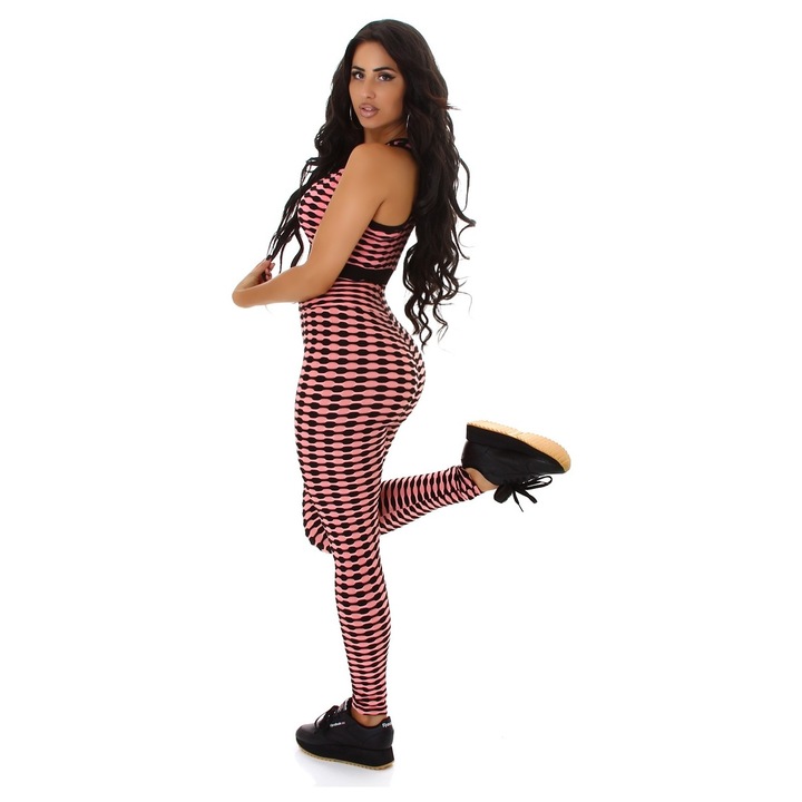 Colanti modelatori fitness 3D, Negru/Roz