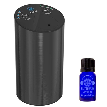 Odorizant auto aromaterapie cu ulei pentru masina si casa, ELITEBRAIN, portabil, aroma intensa, 20mp, autonomie 72H, baterie 2400MAH, type C, 10ml ulei lavanda organic inclus