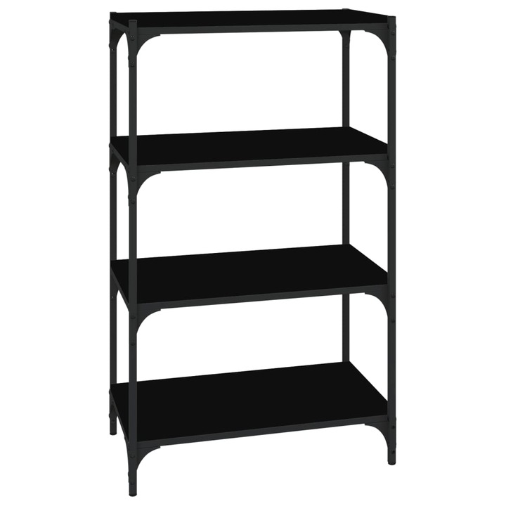 Biblioteca vidaXL, negru, 60x33x100 cm, lemn prelucrat si otel, 11.9 kg