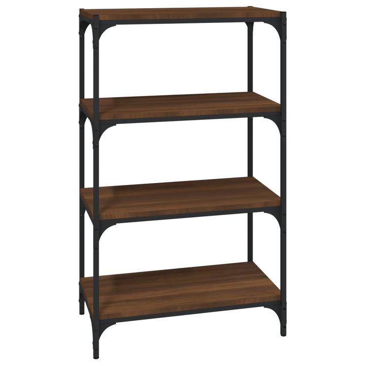 Raft de carti stejar maro vidaXL, 60x33x100 cm, lemn prelucrat si otel, 12.2 kg