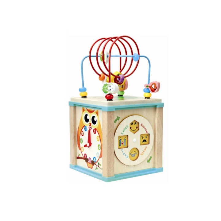 Cub din lemn colorat vopsit cu culori non toxice