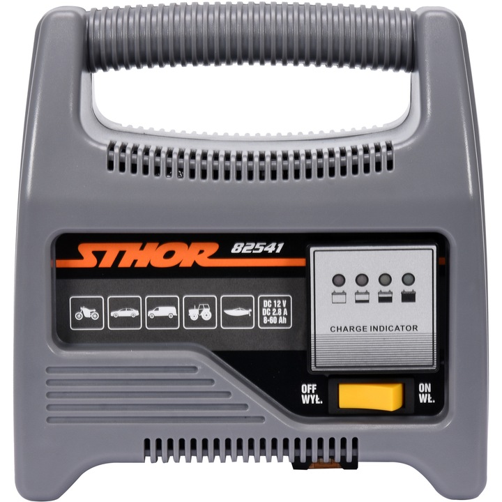 Redresor Sthor, 12V, 4A, 60Ah, LED, Gri