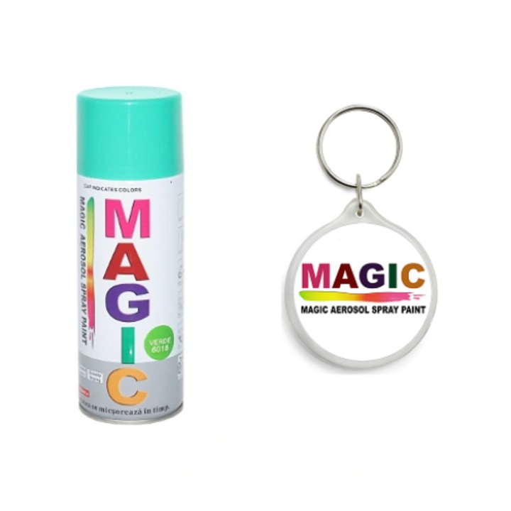 Set Spray vopsea Magic verde 6018 450 ml cu Breloc Magic