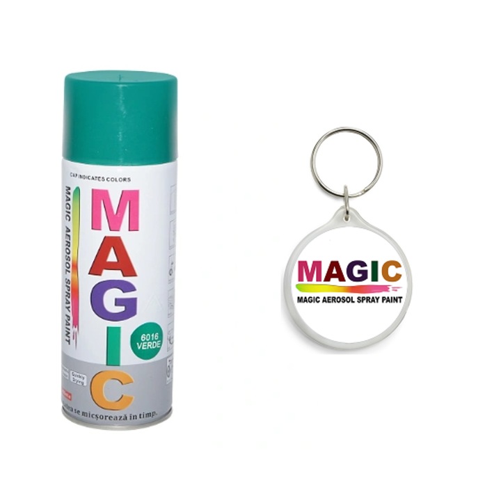 Set Spray vopsea Magic verde 6016 400 ml cu Breloc Magic