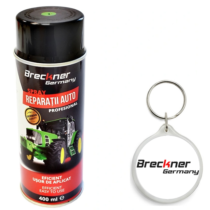 Set Spray vopsea verde pentru reparatii auto, tip Amazone Breckner Germany, 400 ml cu Breloc Breckner