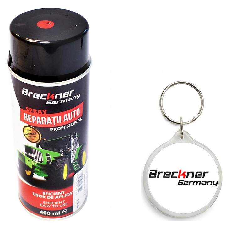 Set Spray vopsea rosu pentru reparatii auto, tip Case IH 3121 Breckner Germany, 400 ml cu Breloc Breckner
