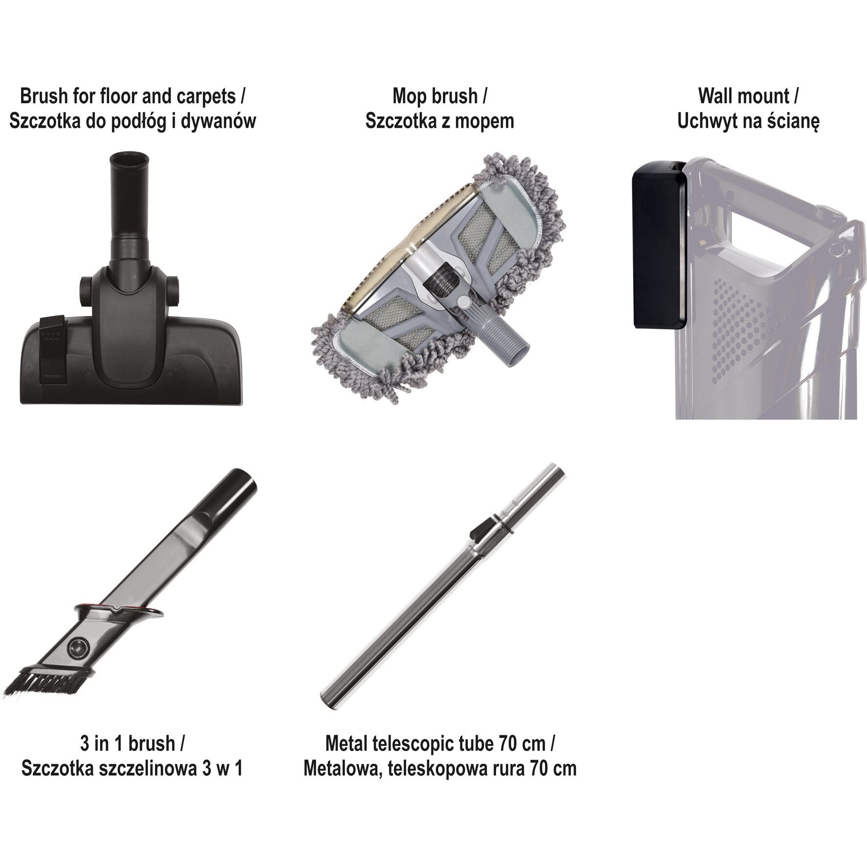 Aspirator vertical, Lund, 800W, 1 l, Plastic, Metal, Negru, Rosu, Argintiu
