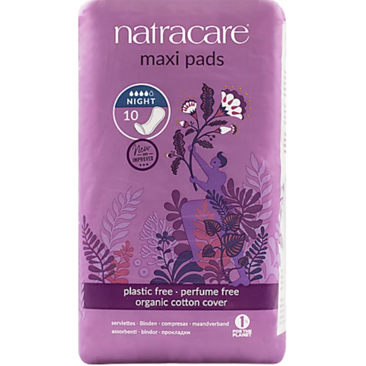 Absorbante bio maxi lungi fara aripioare de noapte (4 picaturi)