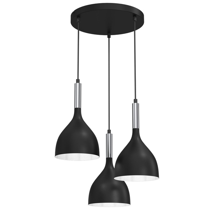 Lustra Noak, Luminex, Metal, Soclu E27, Negru/Argintiu